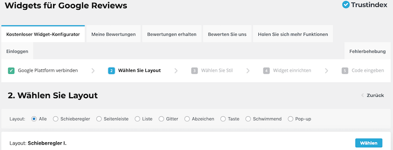 Layout der Google Bewertungen festlegen