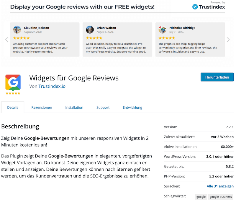 Widgets für Google Reviews 