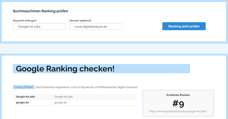 Google-Ranking checken