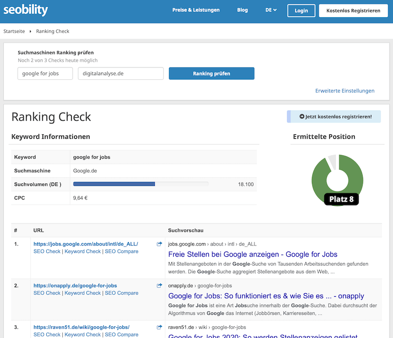 Seobility Ranking-Check
