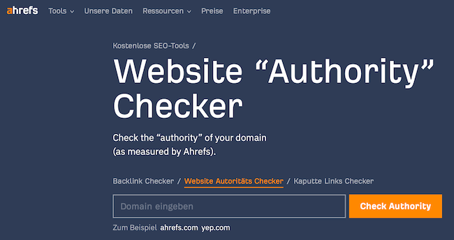 Ahrefs Website Authority Checker