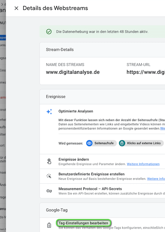 Details des Webstreams