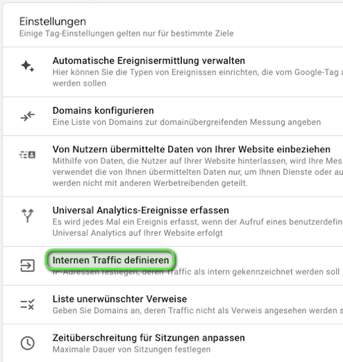 GA4: Internen Traffic definieren