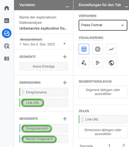 GA4 Tabelle erstellen