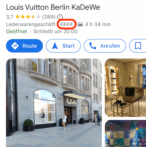 Google Unternehmensprofil Euro-Zeichen
