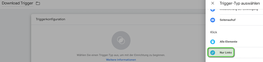 GTM Trigger einstellen