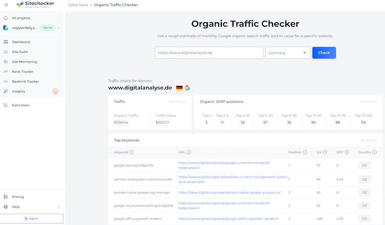 Organic Traffic Checker