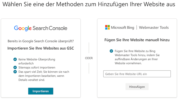 Bing Webmaster Import