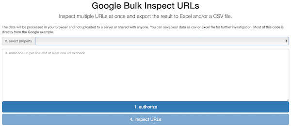 Google Bulk Inspect URLs