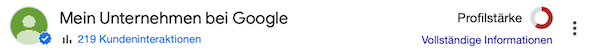 Profilstärke im Google Unternehmensprofil